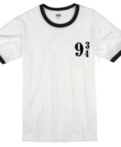 nine three per four white ringer tees