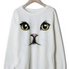 Cat Face White Colour Sweatshirt