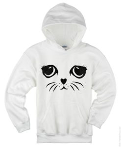 Cat Face White Hoodie