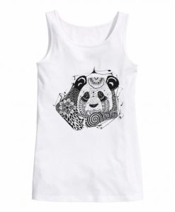 Mandala Panda white tank top