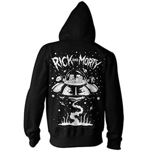 Rick and Morty Spaceship Adult Zip-Up back hoodie