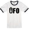 UFO White Black Ringer T shirt