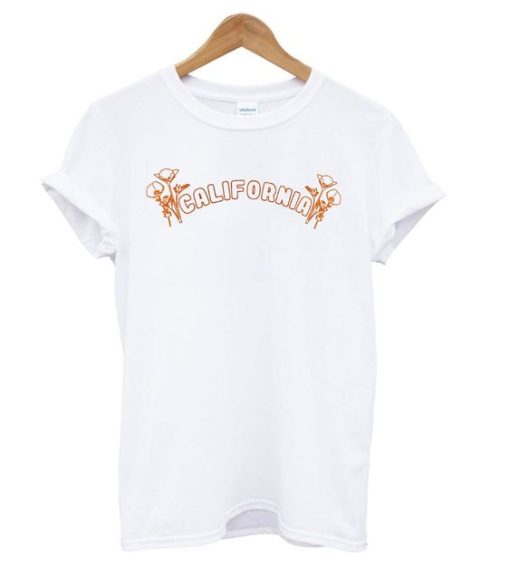 California Poppy White t shirt