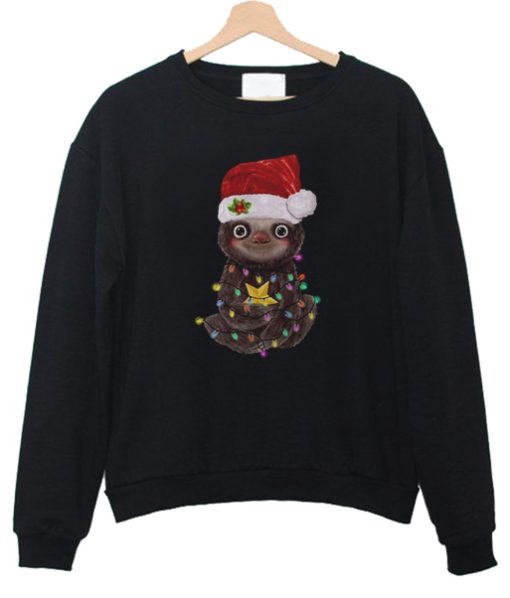 Santa Baby Sloth Christmas light ugly sweatshirt