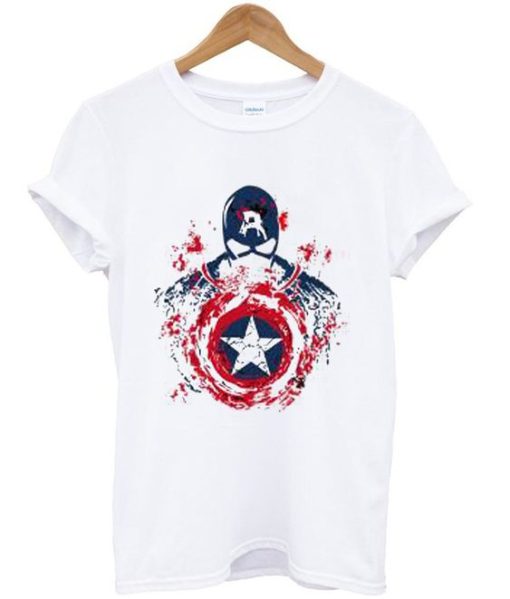 Fashion Marvel Print Captain America t shirt