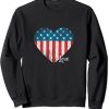 MEN WOMEN YOUTH Love America Patriotic Red White Blue Heart Sweatshirt