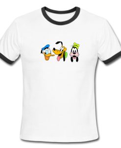 Disney Donald Duck Pluto The Dog Goofy Ringer Shirt