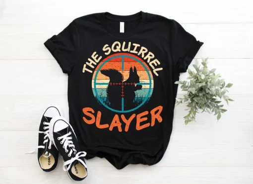 The Squirrel Slayer Vintage Retro Hunter T-Shirt