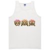 floral speak see hear no evil monkeys tanktop