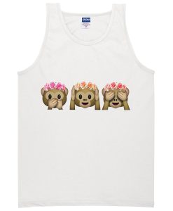 floral speak see hear no evil monkeys tanktop