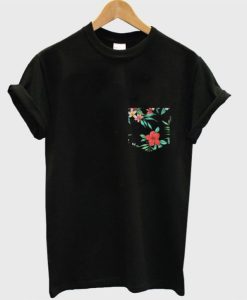 A Black Floral Pocket T-Shirt