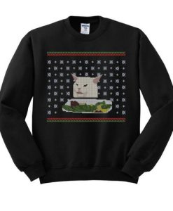 Angry Cat Meme Christmas Crewneck Sweatshirt