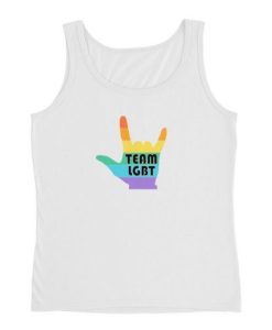 team LGBT rainbow love hand sign tank top