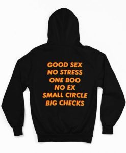 Good Sex No Stress One Boo No Ex Small Circle Big Checks Hoodie Back