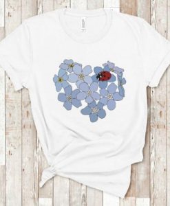 Violet flowers with Ladybug T Shirt