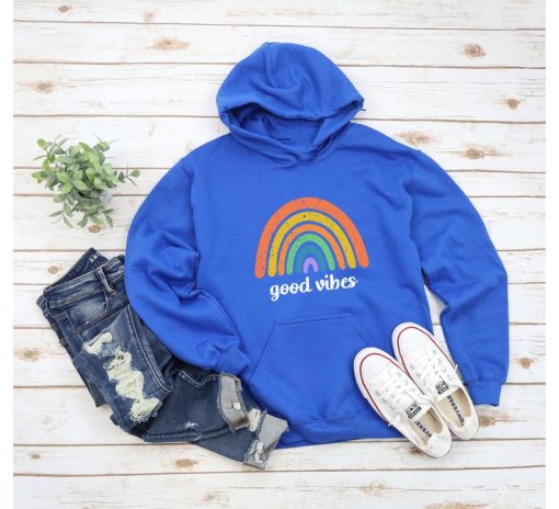 Good Vibes Boho Rainbow Hoodie