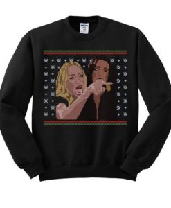 Lady Pointing Finger at Cat Meme Christmas Crewneck Sweatshirt