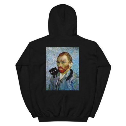 Vincent Van Gogh Cat Hoodie Back