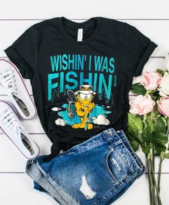 Wishin-I-Was-Fishin-Vintage-70s-Garfield-Fishing-t-shirt