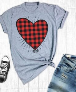 Valentines Buffalo Plaid Heart T Shirt