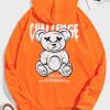 Men Bear And Slogan Graphic Hoodie