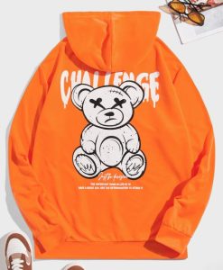 Men Bear And Slogan Graphic Hoodie