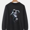 Mens Astronaut Football Print Crew Neck Casual Pullover Sweatshirt