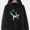 Mens Astronaut Planet Print Kangaroo Pocket Drawstring Hoodie