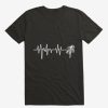 Astronaut Space Heartbeat Black T-Shirt