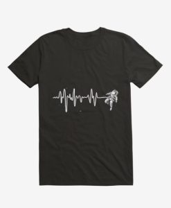 Astronaut Space Heartbeat Black T-Shirt