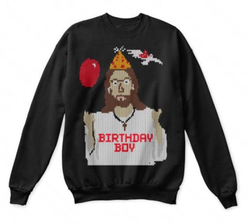 Birthday Boy Jesus Xmas Funny Novelty Ugly Christmas Jumper Sweatshirt