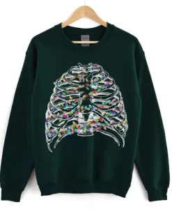 Christmas Lights Skeleton Ribcage Crewneck Sweatshirt